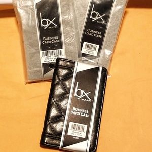 NWT Buxton Quilted Black Leather BiFold Business Card Case Wallet Gray Interior!